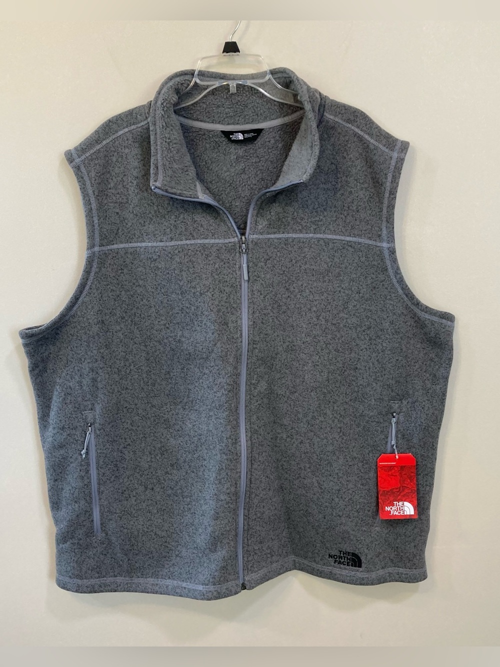 The North Face Sweater Fleece Vest Mens Sz 3XL Gray Heather Full Zip Pockets